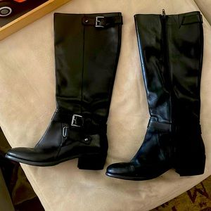 Arturo Chiang Black Genuine Leather Riding Boots